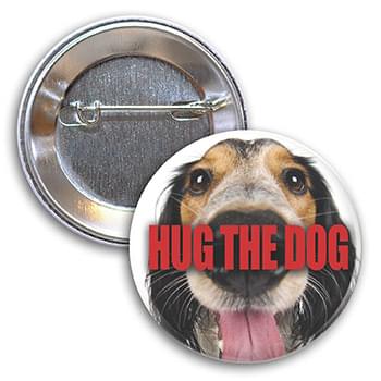 Printed round button with pin back